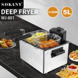 【WANNASHOP】 SOKANY801 Deep Fryer Home Use 5L Electric Deep Fryer French Fryer Chicken