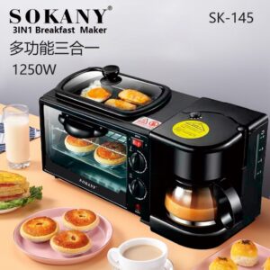 【WANNASHOP】SOKANY145 Multi-function 3-in-1 Automatic Breakfast Meal Maker Toast Bread Omelette Coffee Maker