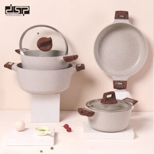 【WANNASHOP】DSP Danson pots and pans set combination of household non-stick pots and pans McRib four-piece gas induction cooker use
