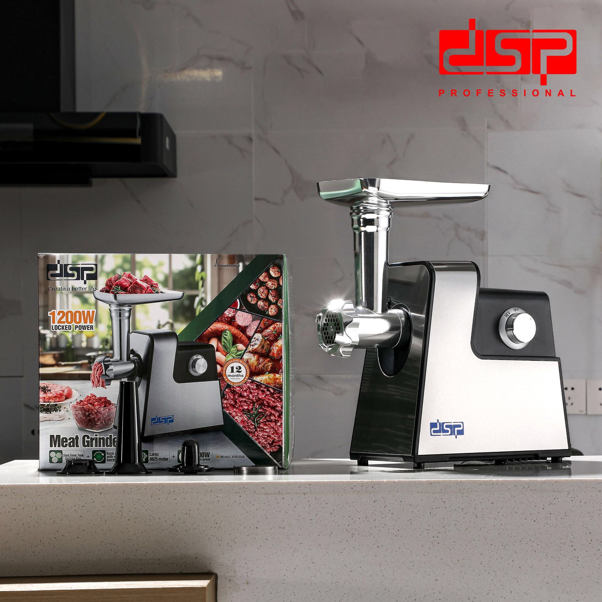 【WANNASHOP】DSP/Danson Meat Grinder Multi-functional High-power Electric Stainless Steel Enema Mincer KM5068