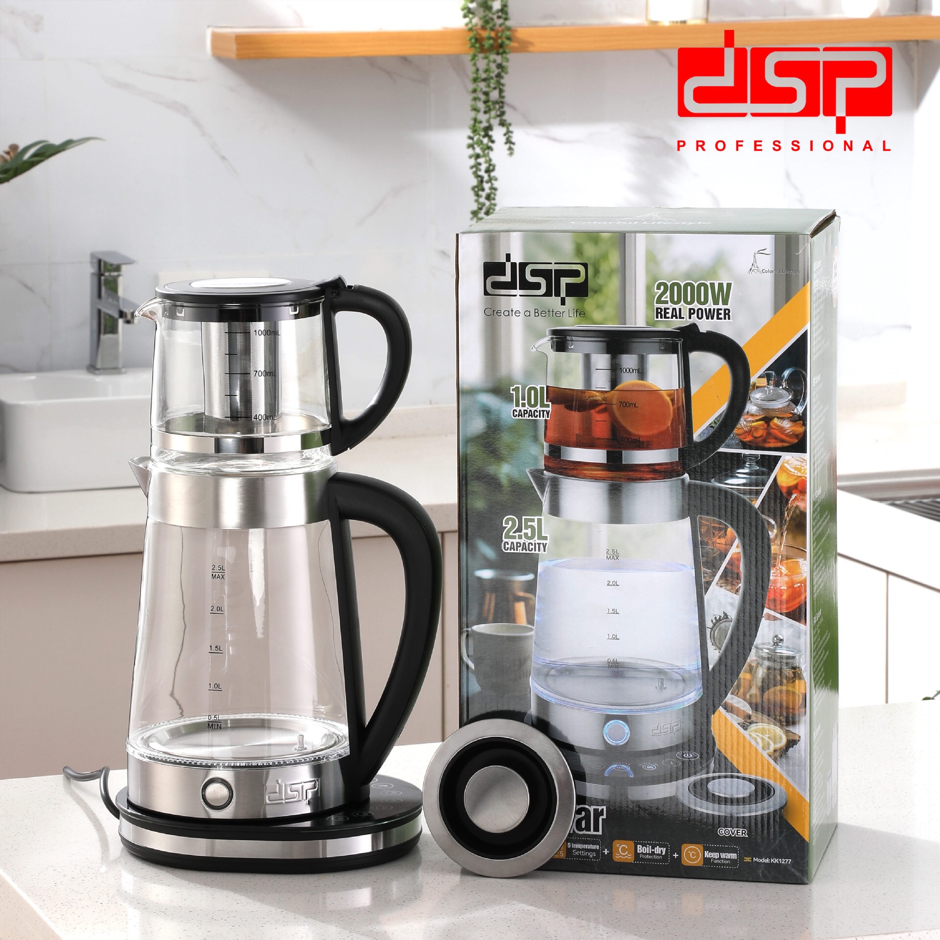 【WANNASHOP】DSP / Dansong household double electric kettle Turkey kettle kettle large capacity 2.2L electric tea kettle cooking tea kettle