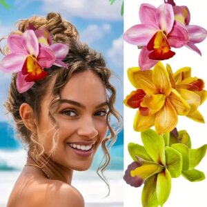 【WANNASHOP】Solomon new hot double orchid hair clips bohemian holiday style hair card photo hair accessories flamboyant flowers side clip